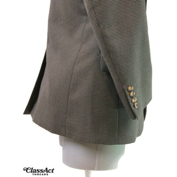 George Men's Green Houndstooth Suit Coat 3 Btn Jacket Blazer Sport Coat 42R - Picture 3 of 7